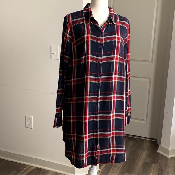 H&M Long Sleeve Plaid Shirt Dress (240) - Picture 4 of 9
